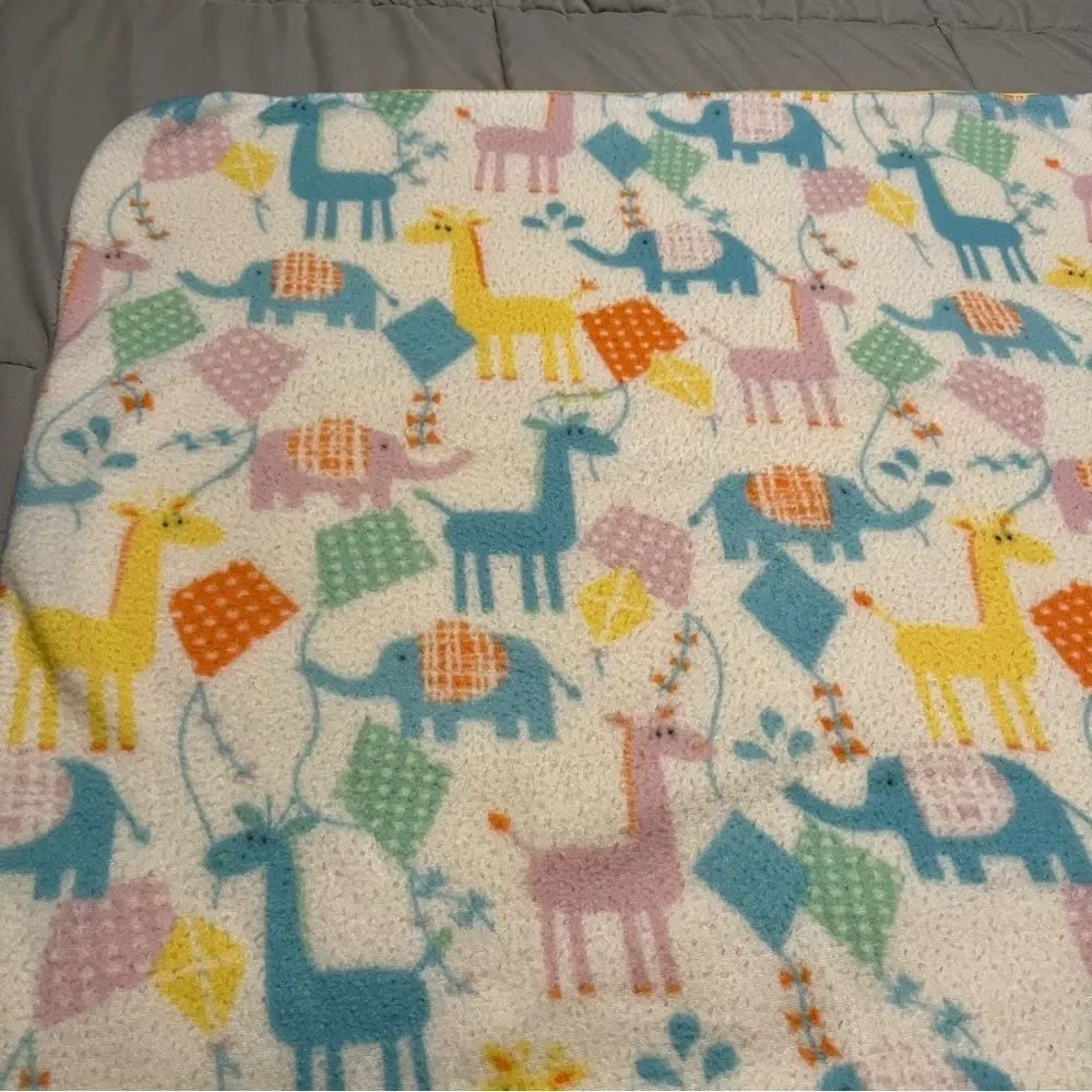 Fleece Baby Blanket Multicolor Animal Print Elephant Giraffe Security 28X28